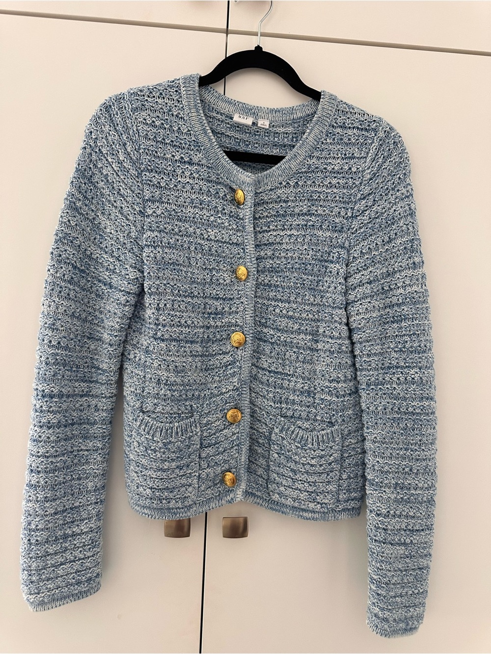 GAP Light Blue Knit Cardigan with Gold Buttons